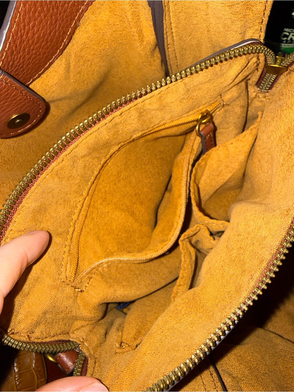 Structured Pebbled Leather Crossbody/Tote Bag in Chestnut Brown - Picture 9 of 14